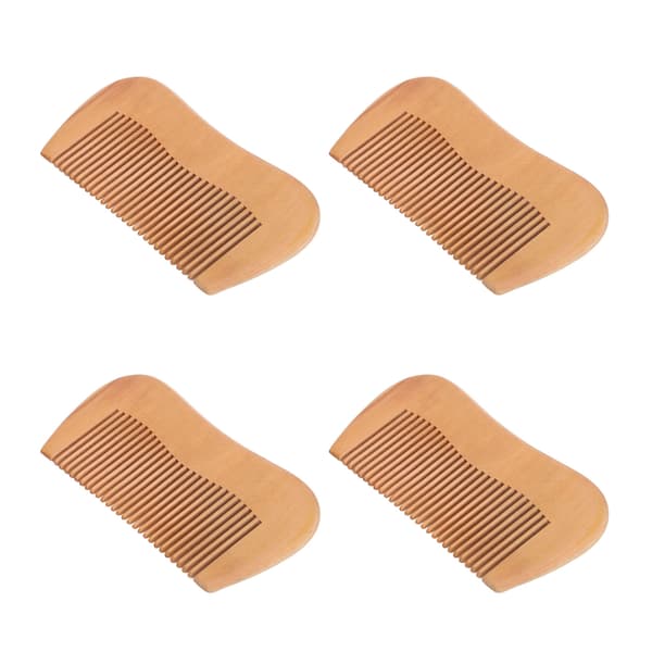 4-pack trä hårkam, fintandad, minskar hårbrott, ergonomisk design, massagekam, födelsekam