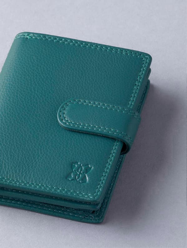 Lille Læderpung med Klap i Blågrøn [DB] Teal Green One Size Teal Green One Size