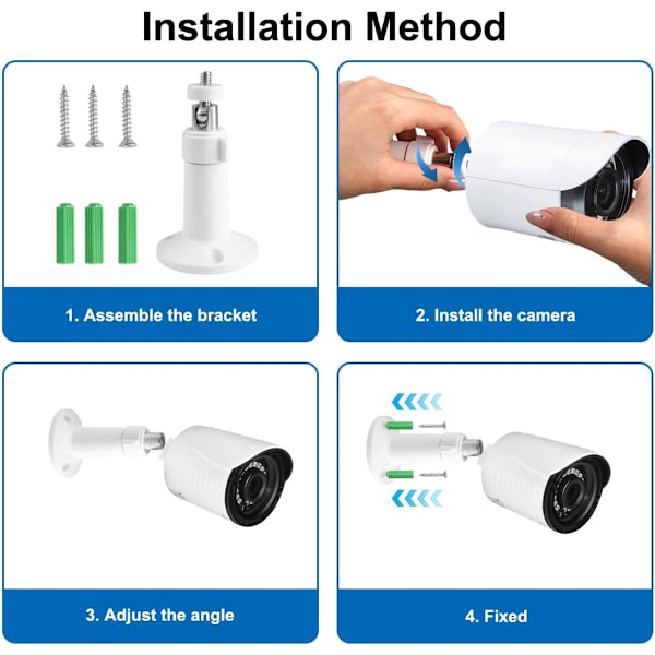 Camera Wall Mount - Adjustable Metal Security Mount - 10*5.5 cm - for Balcony, School, Office - White