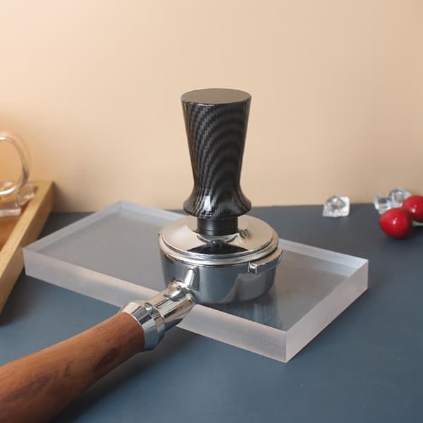 58mm Coffee Tamper, Spring Loaded Calibrated Coffee Tamper, Flat Carbon Fiber Base, Elastic Handle, Stainless Steel Bottom, Coffee Tamper Tool (SV)