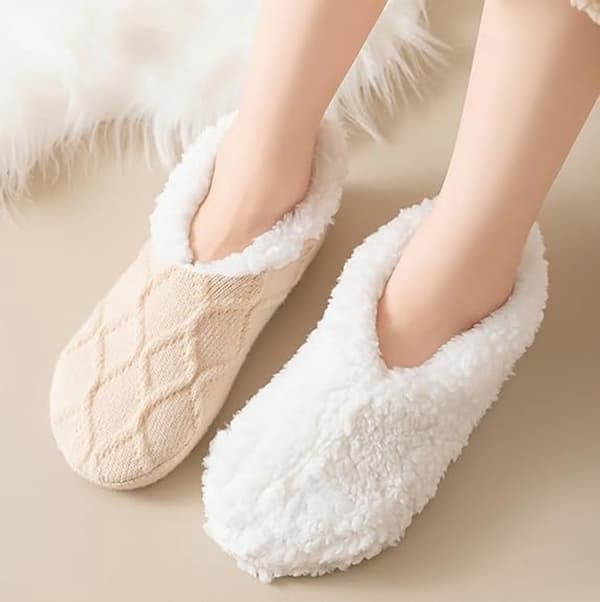 Damtofflor - Vintervärme - Fluffigt Sherpafoder - Ultrakomfortabla för bara fötter - One Size (Tvättbara)