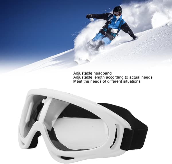 Skibriller, PC gennemsigtige linser UV-beskyttelse vindtæt justerbart pandebånd snowboardbriller holdbare