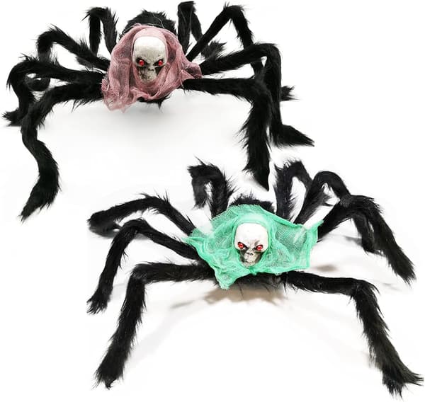 Spøkelseshode Halloween-dekorasjoner, 2 75 cm gigantiske skrekkedderkopper, Ha