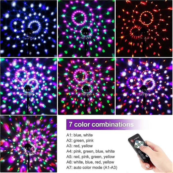 Diskokule 360 Roterende LED Festlampe Musikkaktivert Disco db
