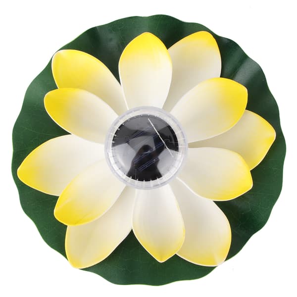 Solar Pond Pool Lights LED Color Changing Lotus Flower Waterproof Floating Lamp Light Yellow