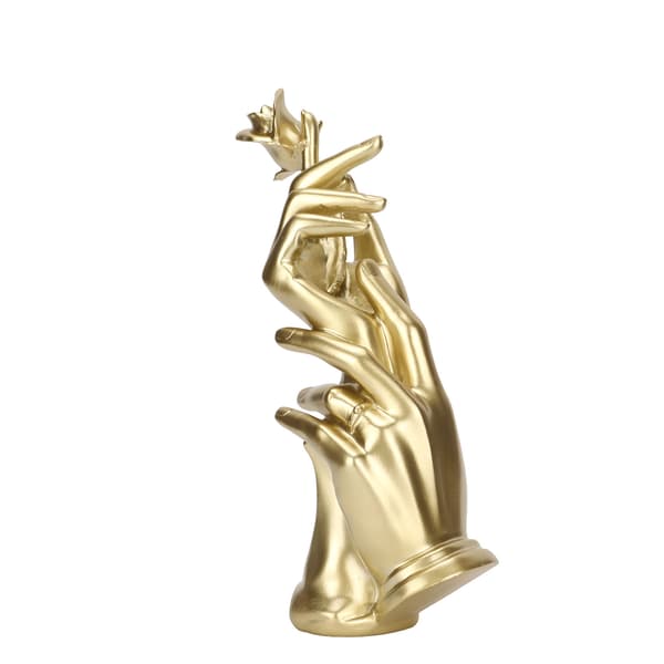 Handheld Rose Sculpture Resin Elegant Unique Two-Handed Rose Statue for Home Decor