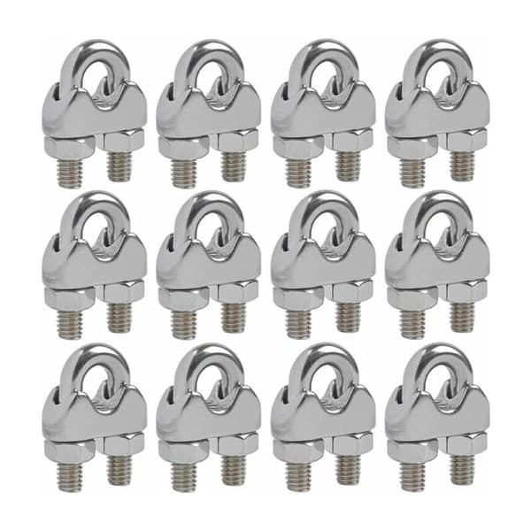 12 stk. wire reb klemmer M4 U-bolt kabelklemmer i 304 rustfrit stål U-bolt klemmer til 4 mm stålwire reb
