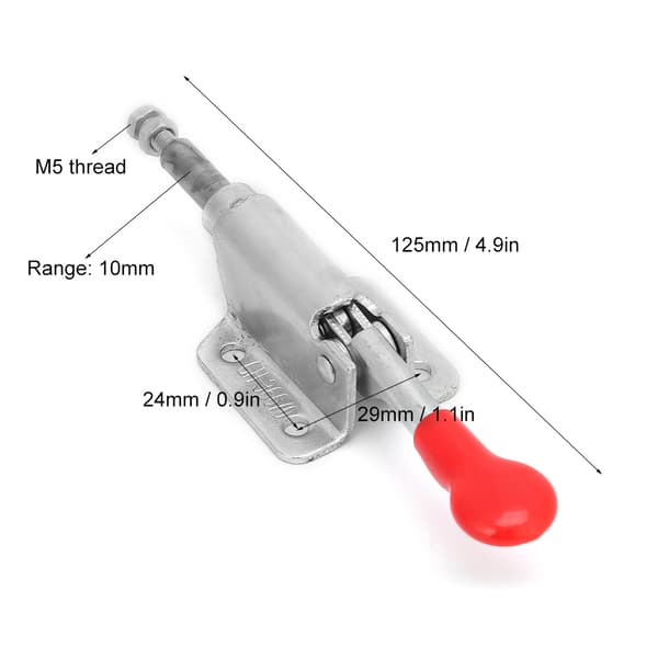 1 pc Galvanized Iron 10mm Stroke Push/Pull Quick Release Toggle Clamp 60kg Capacity - Silver+Red