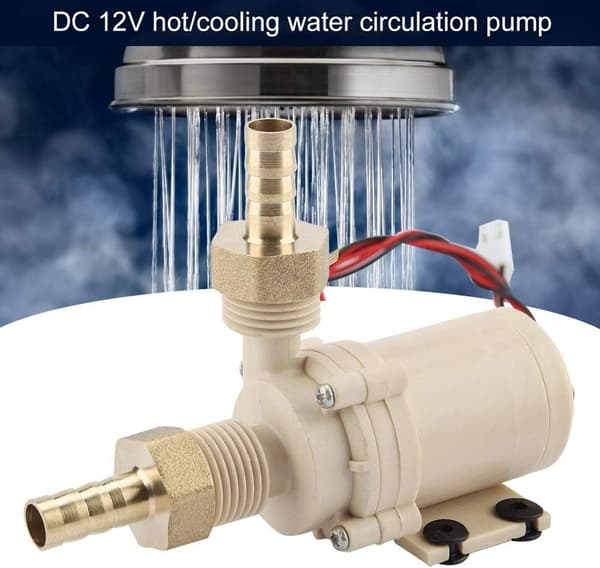 Vattenpump, DC 12V solvattenpump, varm-/kallvattencirkulationspump borstlös motor 3M_yux
