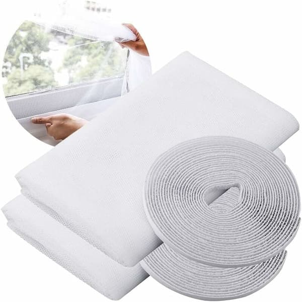 Mosquito net for windows, window screen, with 2 rolls of self-adhesive tape