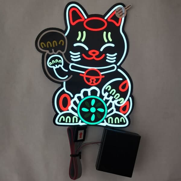 Fortune Lucky Kitty Bilrude Sikkerhedsmærkater LED-lys til JDM Glow Panel Dekoration Tilbehør