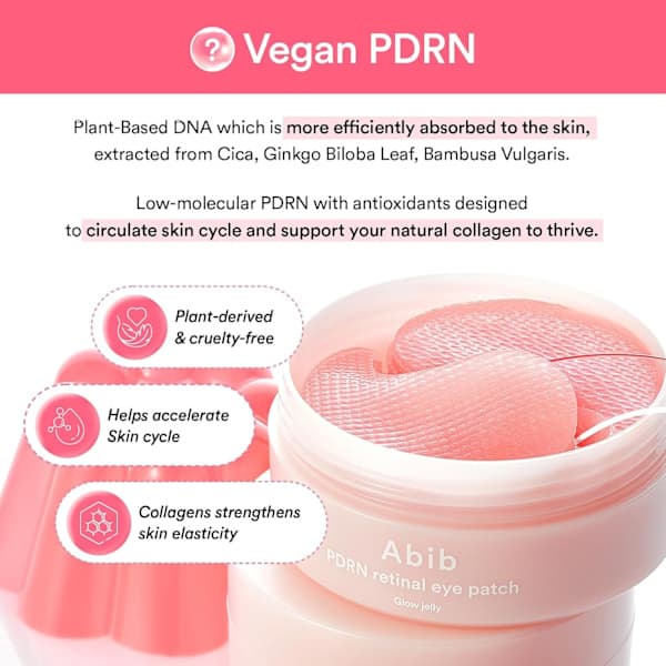 Abib PDRN Retinal Eye Patch (Glow Jelly) hjelper til med å lindre hevelser og mørke ringer under øynene.