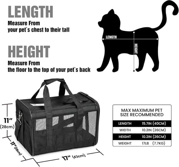 Pet Carrier, Soft, Foldable, Durable, Airline Approved (M) M M