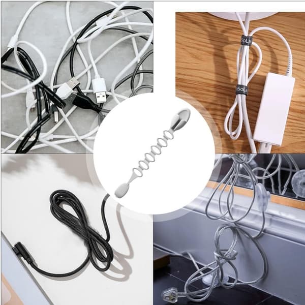 3-piece cable organizer, wall-mounted without perforation, silicone cable organizer for kitchen table, multifunctional cable