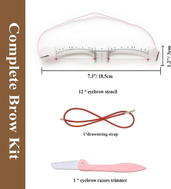 12 Pieces Reusable Eyebrow Stencils with 1 Strap and 1 Eyebrow Razor