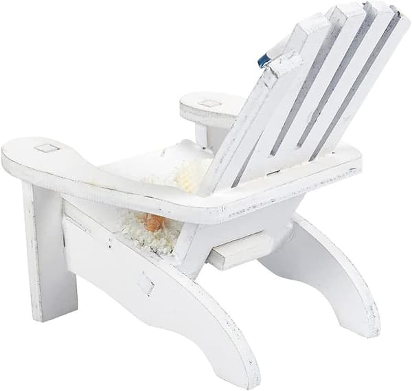 Sett med 4 miniatyr Adirondack strandstolspynt for kyst, hav