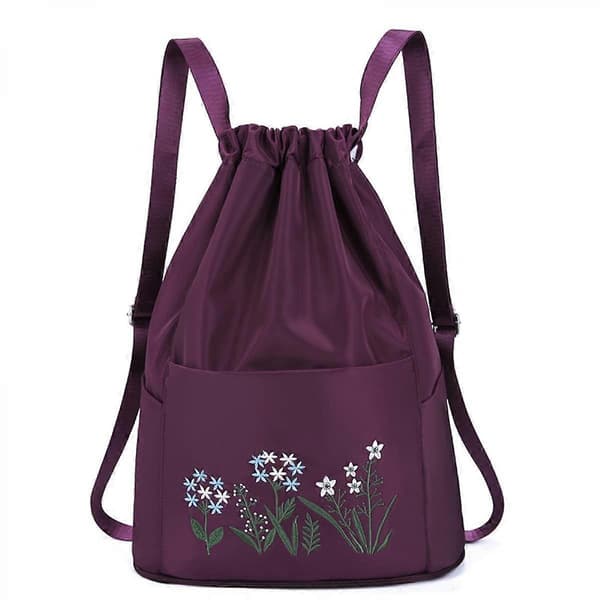 Drawstring Backpack, Women's Drawstring Bag, Waterproof Drawstring Backpack, Large Drawstring Backpack with Wet and Dry Storage - Purple