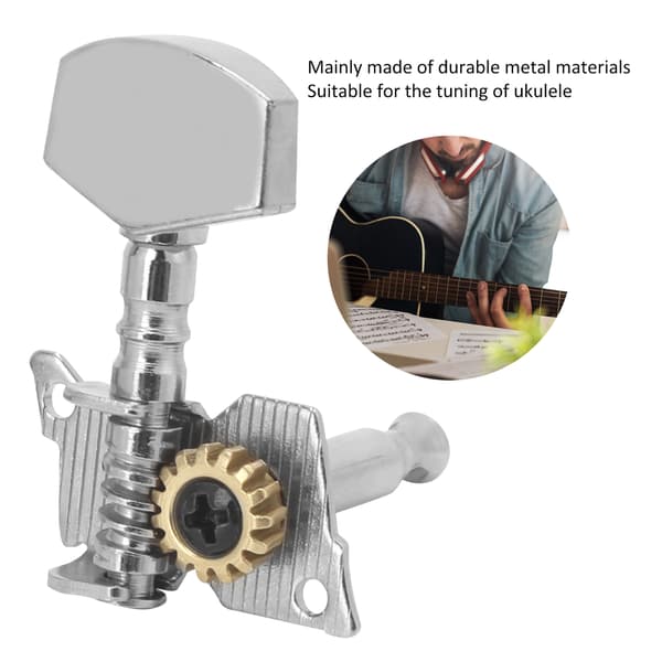 Silver Locking Tuners - Replacement Mechanics for Ukulele (4 Left, 2 Right)