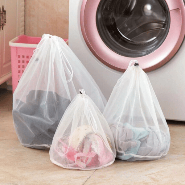 Laundry bags with fine mesh 3-pack White