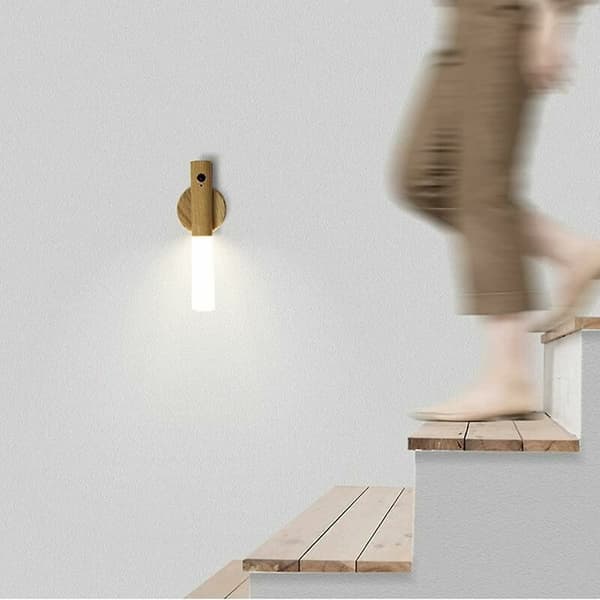 LED-vegglampe, sengelampe, varmt hvitt lys, bevegelsesdeteksjon, IR USB-lading, lysfarge