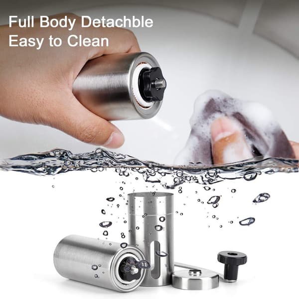Manual Stainless Steel Coffee Grinder with Adjustable Ceramic Conical Burrs, Compact Portable for Home, Office, Travel, Silver