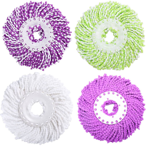 4-pakning Clean Twist Disc Mopp-erstatningshode, gjenbrukbar mikrofiber