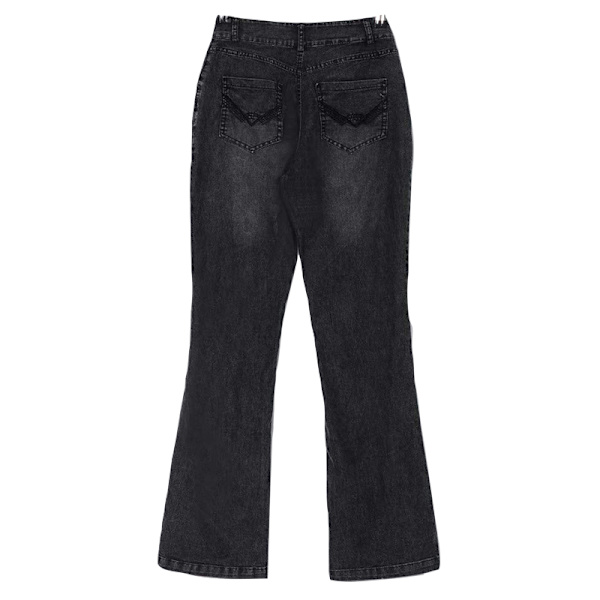 Lavtaljede flared jeans til kvinder, skinny jeans, bootcut, sorte Sort
