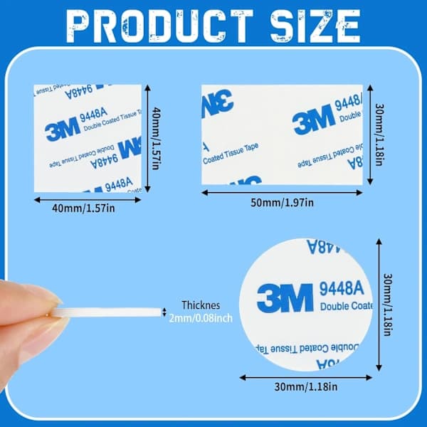3M Double-Sided Foam Tape Pads, Strong EVA Adhesive for Wall Decals, Posters, and Crafts, 60 Pieces White B White B