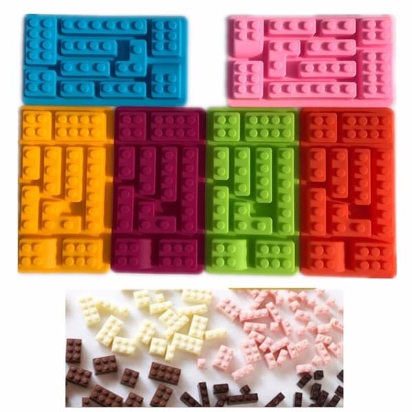 10 Deler Klossform Lego Silikonform Form Sugarpaste Bakeform Gul yellow