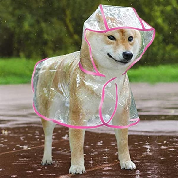 Hunderegnfrakk, regnponcho for små og mellomstore hunder, transparent