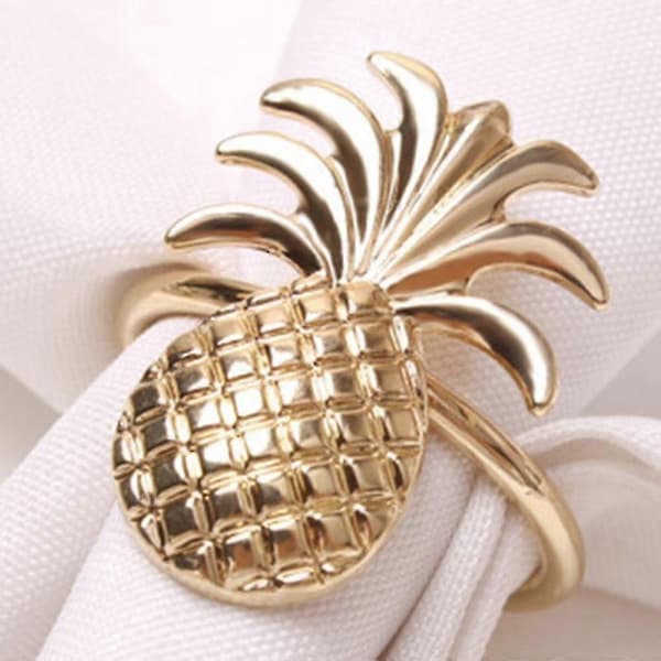 12 stk Ananas Servietring Metallbelagt Servietring Ringstativ Bryllup Feriefest Borddekorasjon