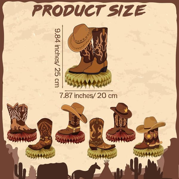 7 st Western Party Centerpieces Wild West Honeycomb Decor -