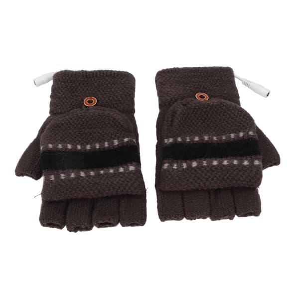 Half-finger Heated Gloves Double-sided Heating Warm Full-finger and Half-fingerless USB Heating Gloves for Typing and Gaming, Gray