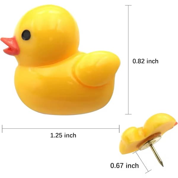 Creative and Cute Yellow Duck Pushpins, Cartoon Style DIY Photo Wall Decor for Cork Boards (20 per box)