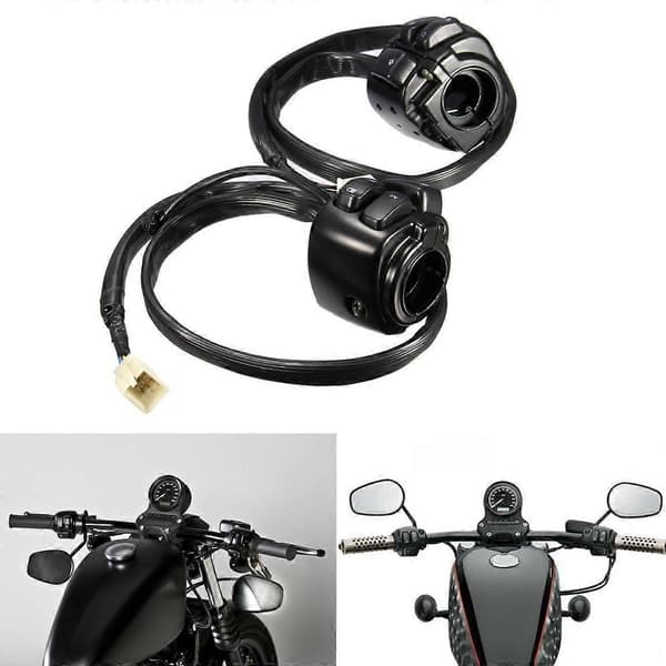 1 par motorcykelstyrkontrollyskontakt (25 mm) med ledningsnet til