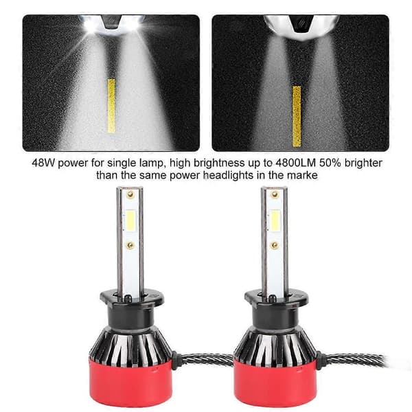 2 stk H1 96W 6000K Klar Hvit Dekoding LED-frontlys Auto Lampe Pærer L8H