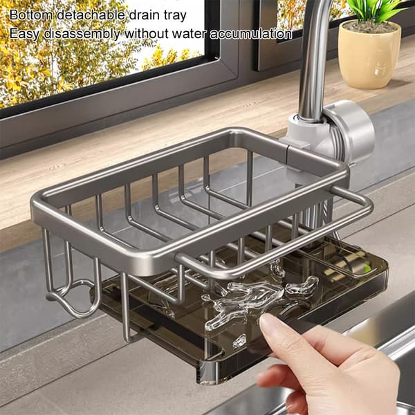 Kitchen Sink Caddy Organizer 360 Degree Rotate Over Sink Strainer Basket With Removable Drain Tray Grey Grey