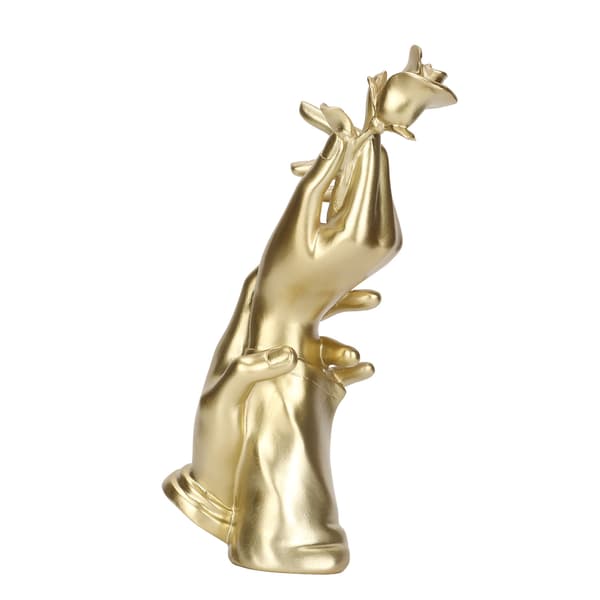 Handheld Rose Sculpture Resin Elegant Unique Two-Handed Rose Statue for Home Decor
