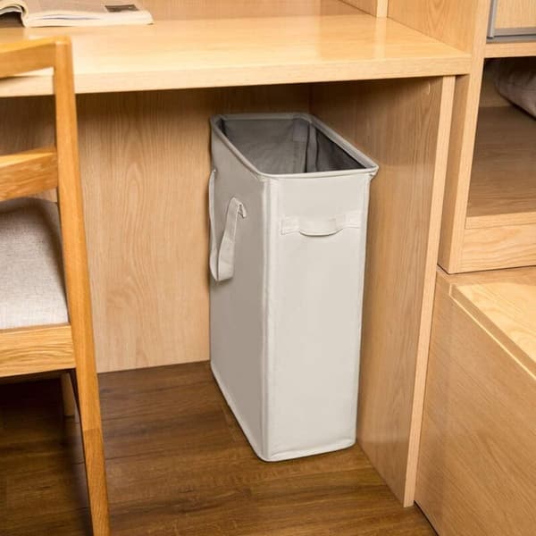 Tall Foldable Laundry Basket with Handles 45L Beige
