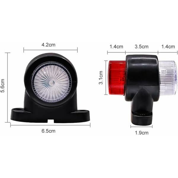 8-pak røde og hvite LED-sidemarkeringslys for tilhengere, 12 V 24 V