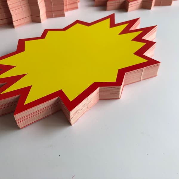 50 stk 11x6cm/4.3x2.3 tommer Gul Tom Skilt Butikkskilt Prislapp