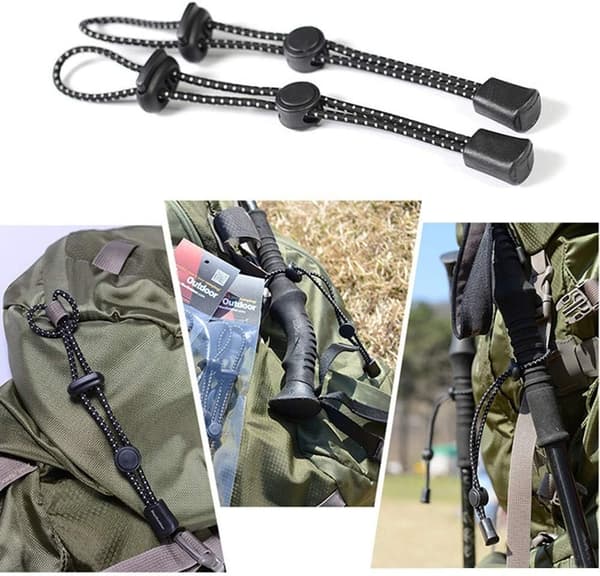 2PCS ryggsäck elastisk rep fixering spänne, vandring camping ryggsäck vandringsstav fixering rep