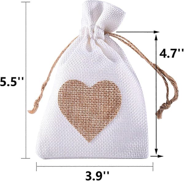 40-pak 4\"x6\" hjerteformede jutesække, med DIY-etiketter, til Valentinsdag
