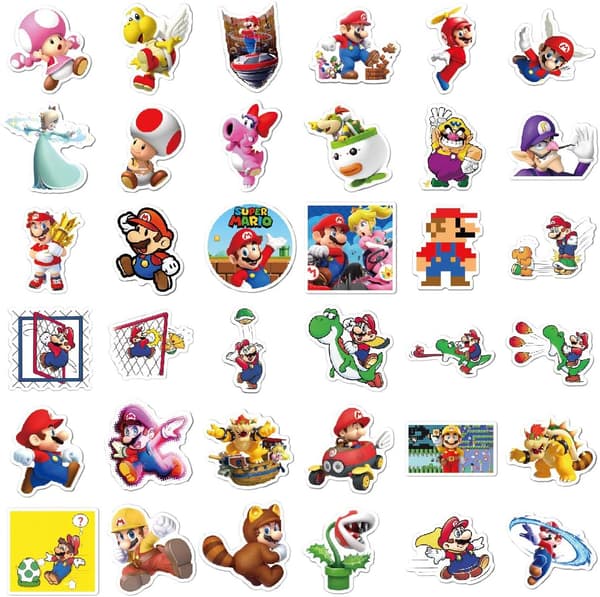 100 stk Mario Bros klistremerker, Super Mario Vinyl Vanntett S B B