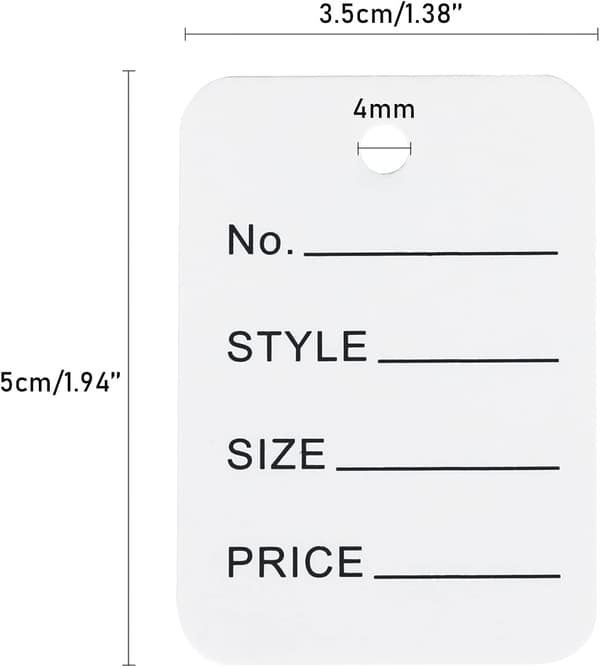 (Vit) 500 st prislappar för klädbutik, 35 mm * 50 mm, märkningsetikett