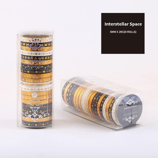 Smal Guldfarvet Washi Tape Sæt Basic Folietryk Dekorative Maskeringstape til Kunst, DIY Håndværk (Interstellært Rum)