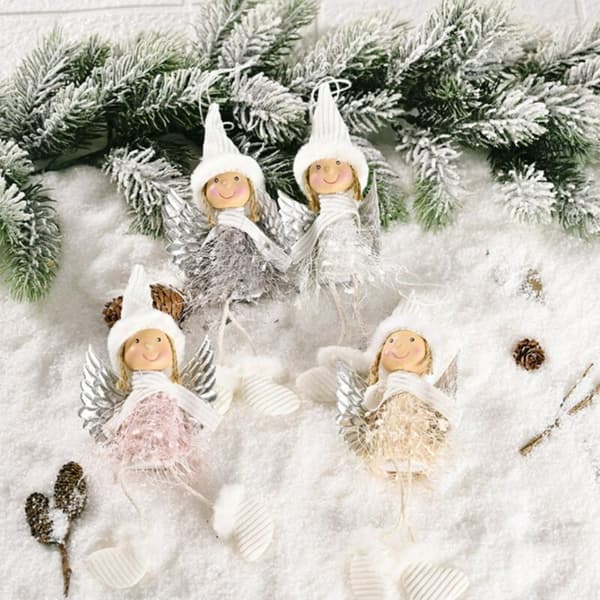 Christmas Tree Decorations Fluffy Wings Pendant Girl Doll Christmas Tree Pendant Decoration