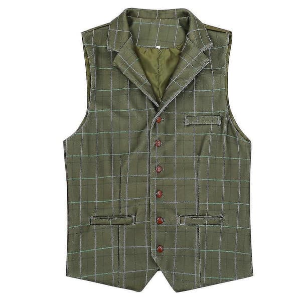 Men's Plaid V-Neck Vest, Slim Classic Vest (Ruipei)