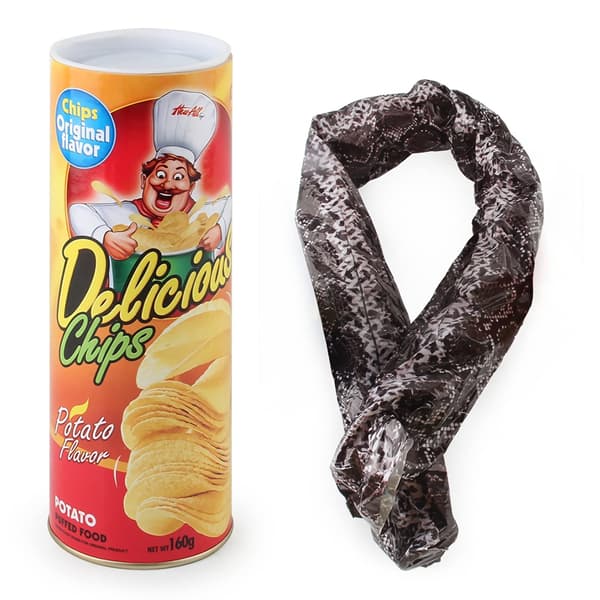 Halloweenfest potatischips ormburk, rolig klassisk konserverad orm skämt, konserverad orm skämt presentleksak