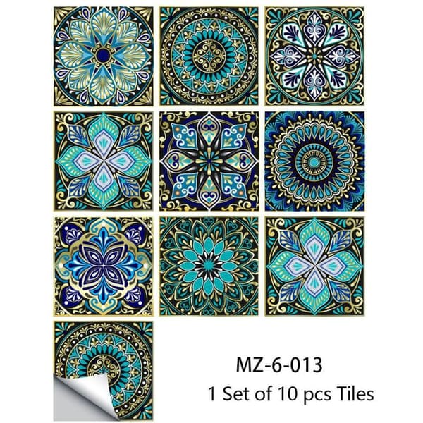 20 × 20 cm, 10 Pieces Kitchen Tile Stickers, Self-Adhesive Bathroom Tile Decals, Tile Stickers